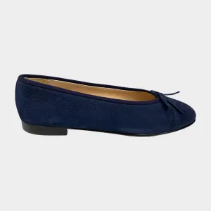 Chanel women's blue suede ballet flats