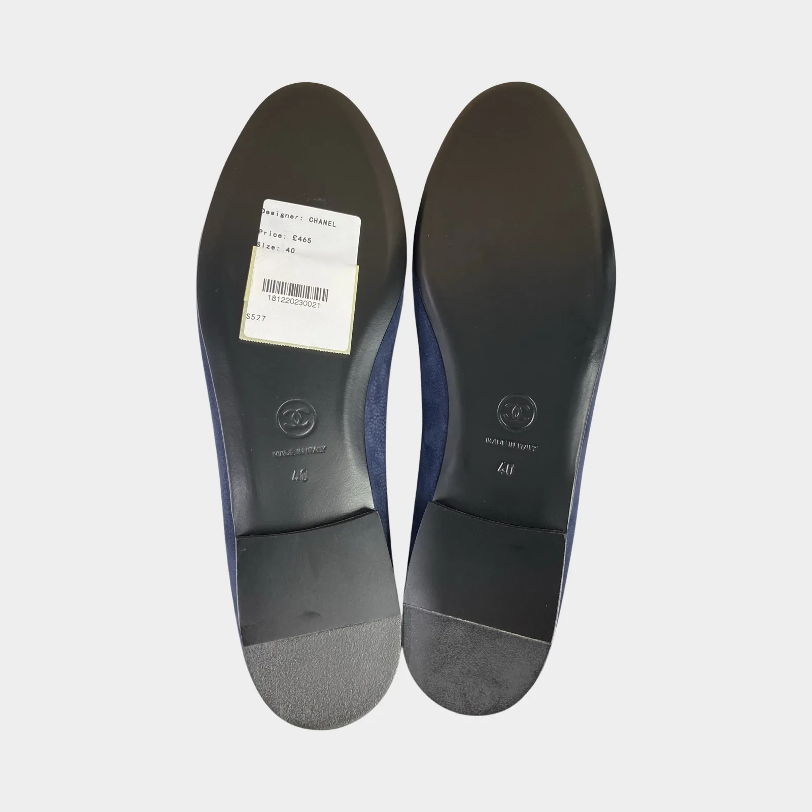 Chanel women's blue suede ballet flats