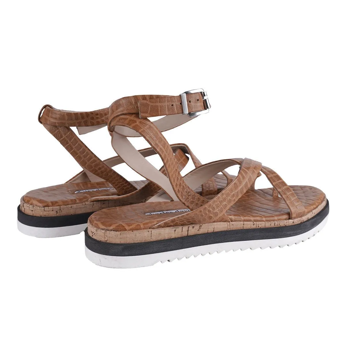 Charles By Charles David Chance Flat Sandals Leather Brown Colour For Women