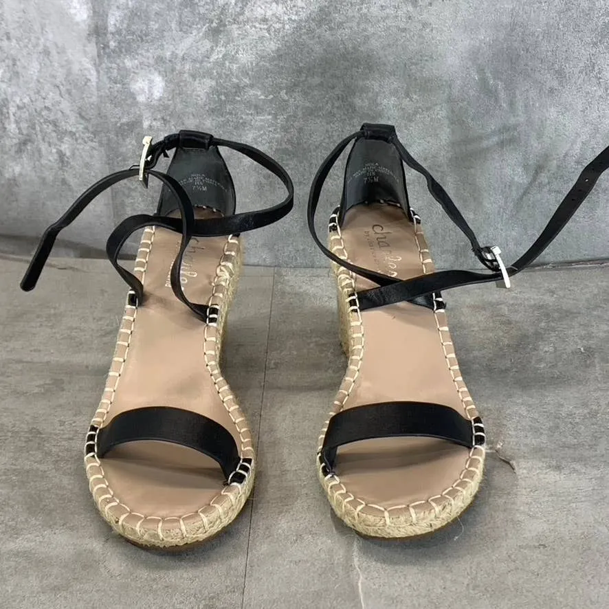 CHARLES BY CHARLES DAVID Women's Black Nola Wedge Espadrille Sandals SZ 7.5