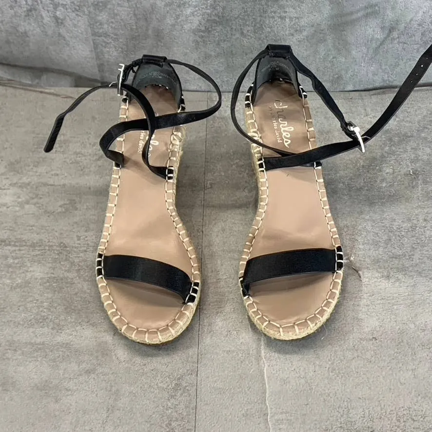 CHARLES BY CHARLES DAVID Women's Black Nola Wedge Espadrille Sandals SZ 7.5