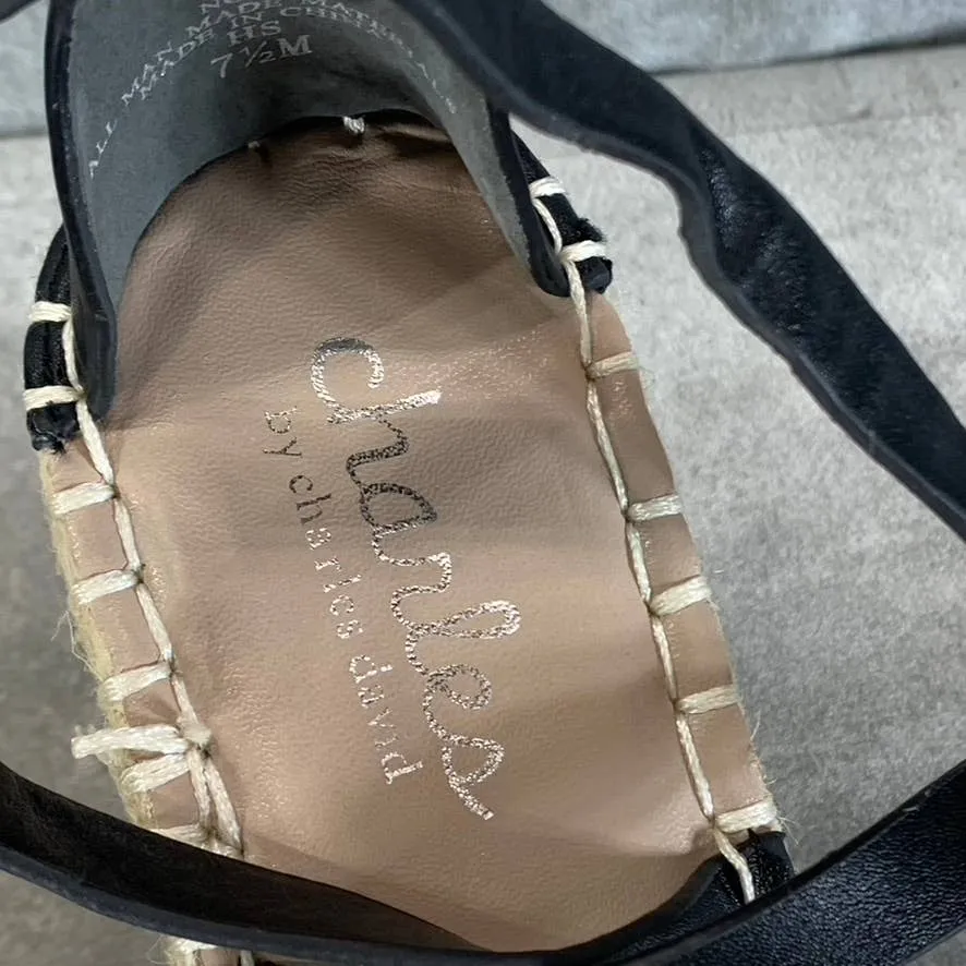 CHARLES BY CHARLES DAVID Women's Black Nola Wedge Espadrille Sandals SZ 7.5