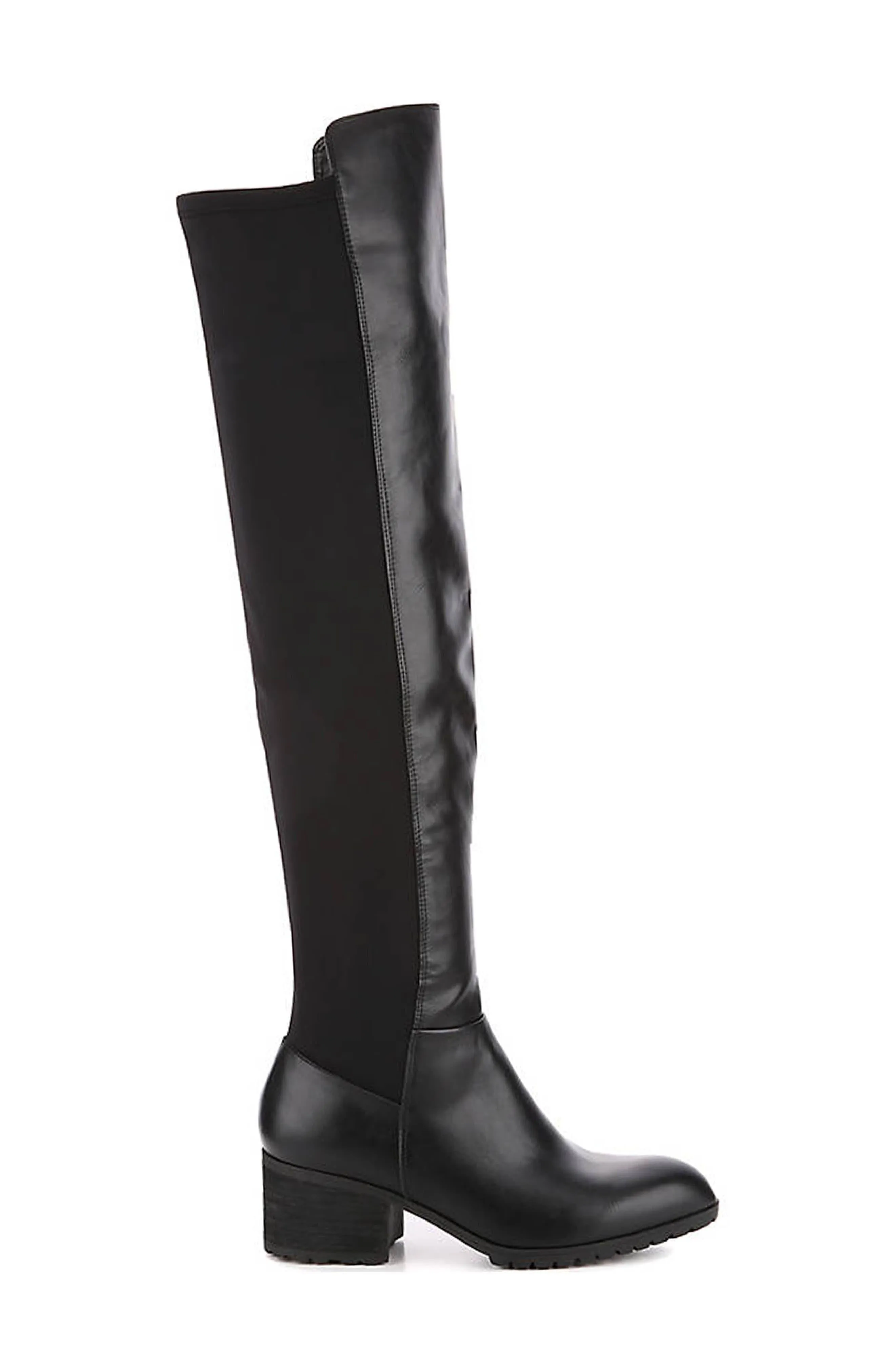 Charles David Reason Black Vegan Leather 50/50 Fitted Over The knee Riding Boots