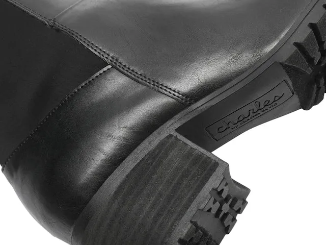 Charles David Reason Black Vegan Leather 50/50 Fitted Over The knee Riding Boots