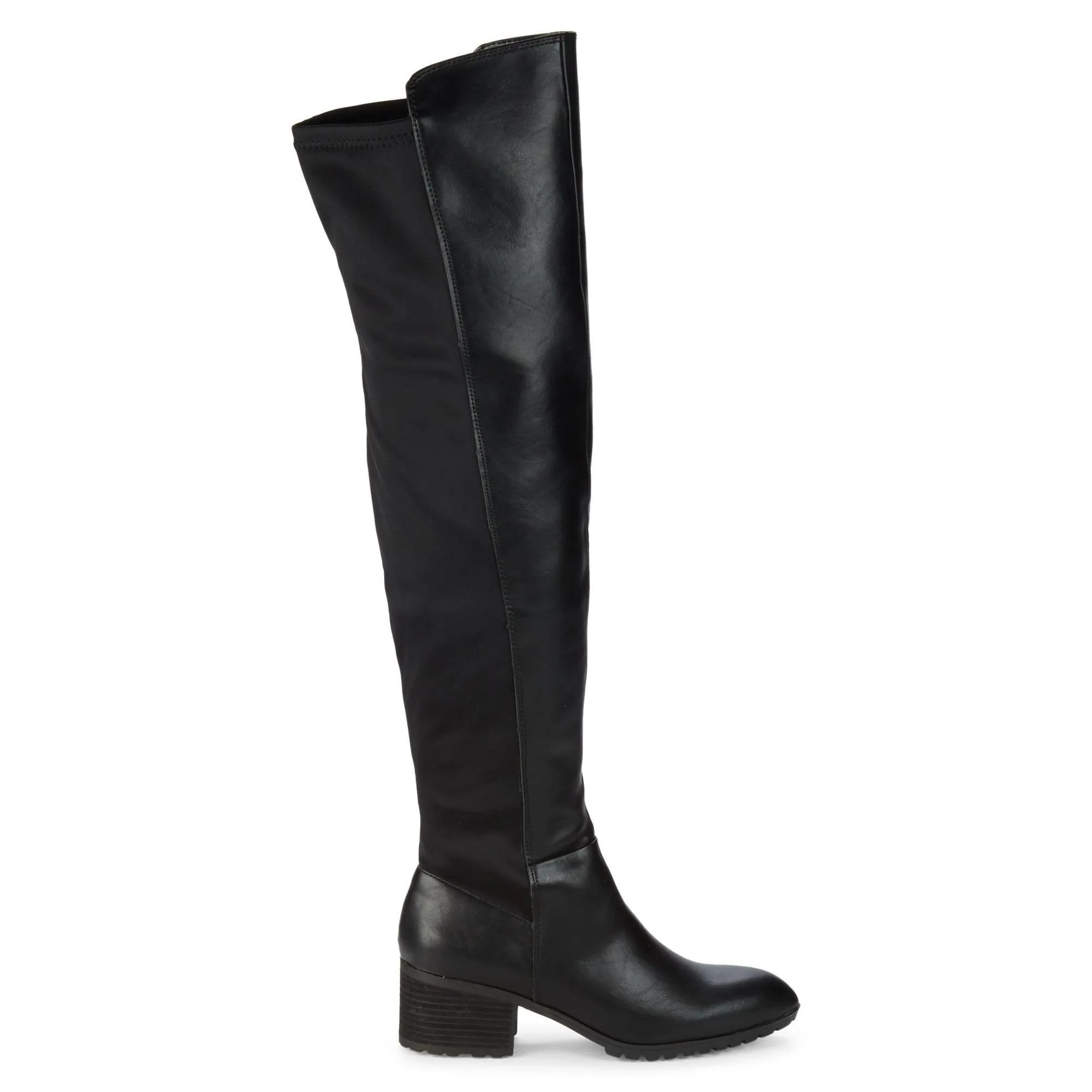 Charles David Reason Black Vegan Leather 50/50 Fitted Over The knee Riding Boots