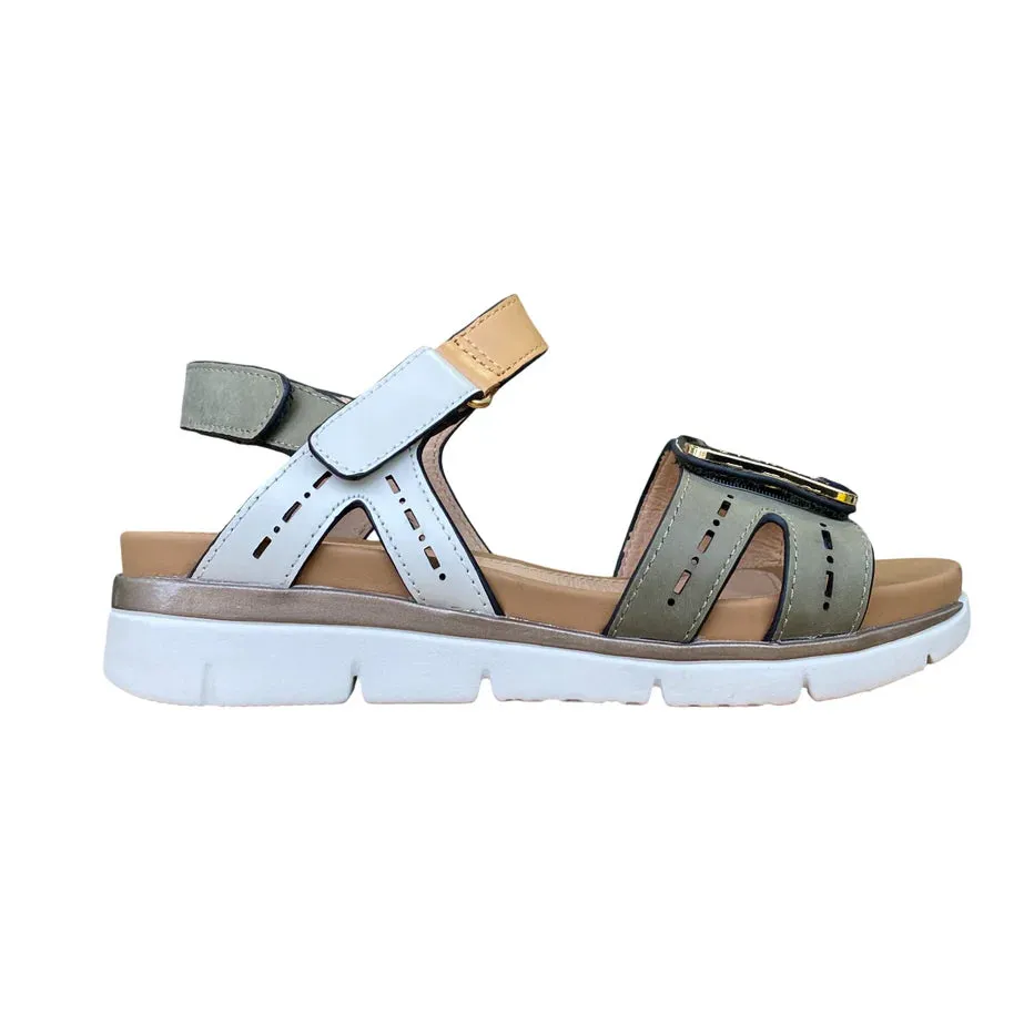 Stonefly sandalo da donna con fasce con velcro Elody 24 220834-BSE verde-bianco-marroncino Sun Play