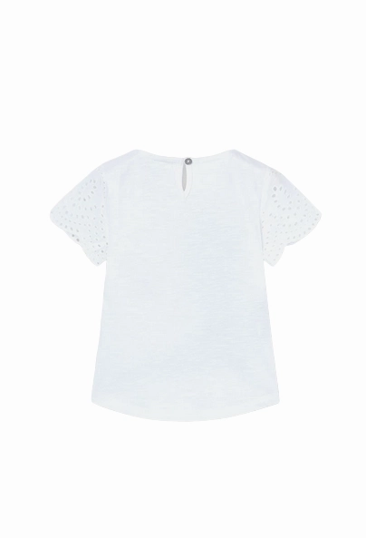 Boboli Maglietta manica corta in jersey combinato da bambina 438061 1100 bianca Everyday Casual Light and Fresh