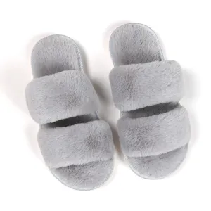 Chicvane Solid Color Fur Slides Shoes Home Furry Sleepers