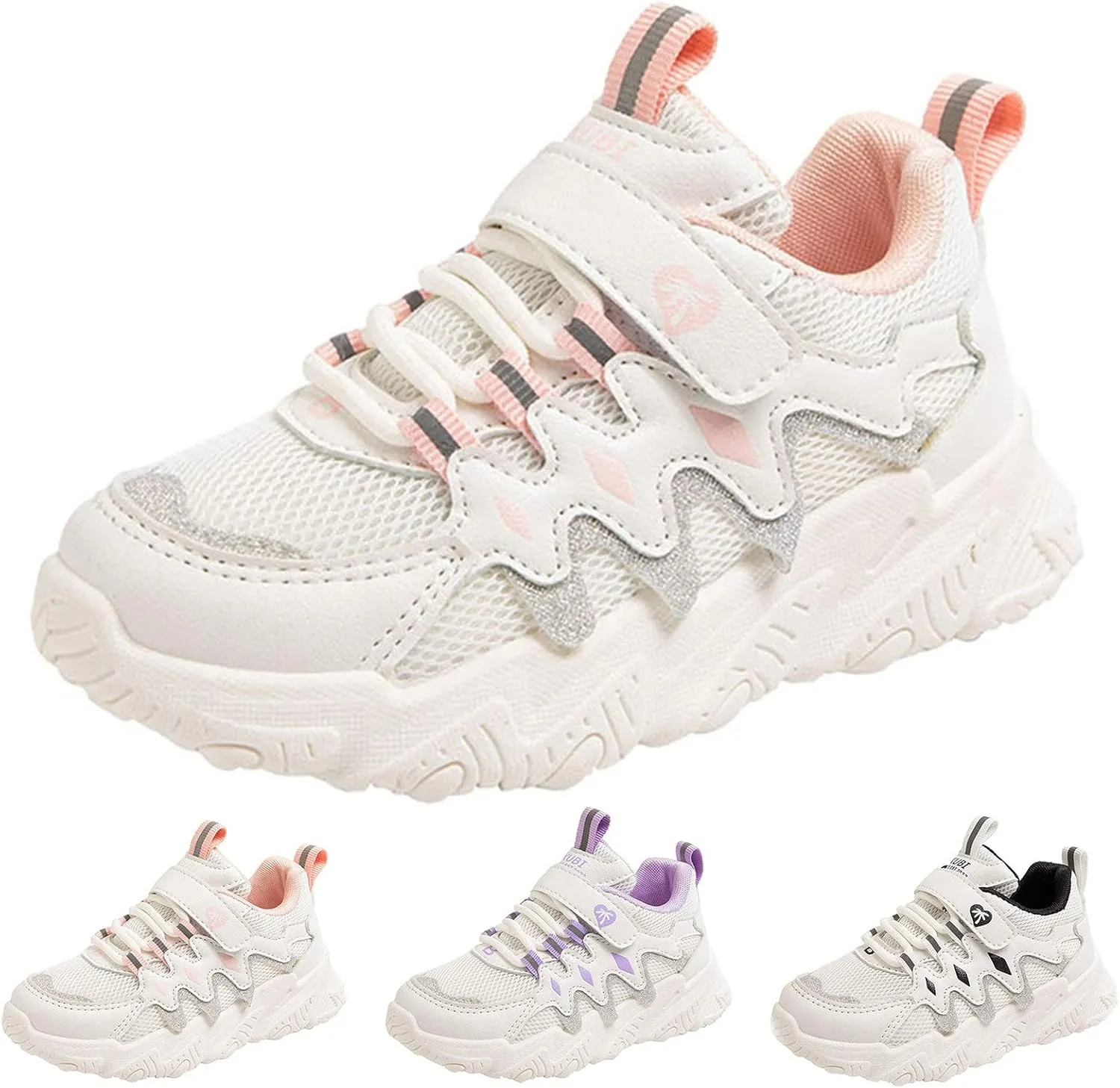 Children All Season Sports for Boys and Girls Thick Soles Non Slip Hook Loop Mesh Breathable Little Kid Girl Shoes