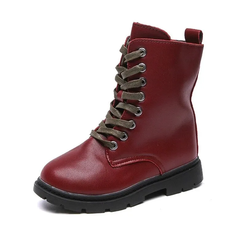 Children's British Style Non-Slip Leather Boots