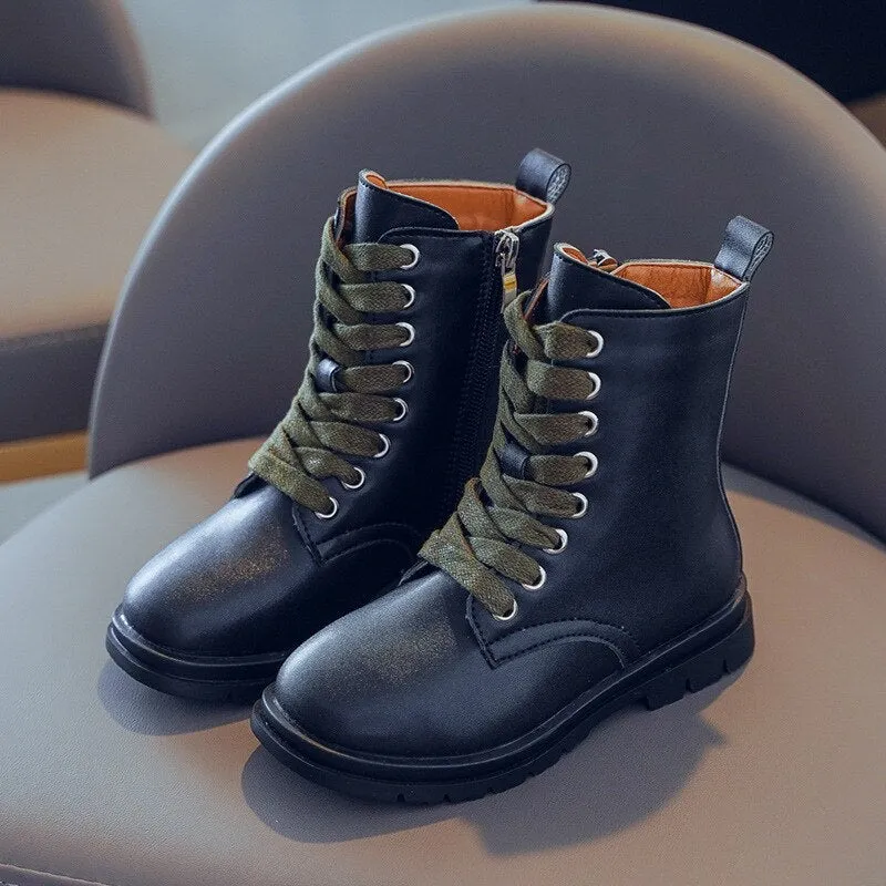 Children's British Style Non-Slip Leather Boots