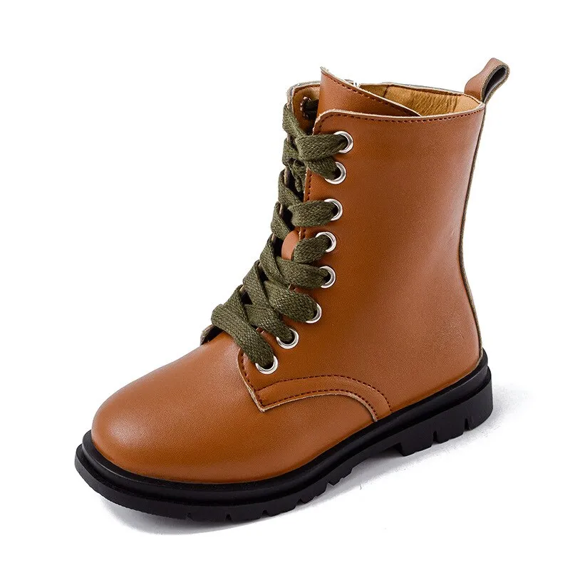 Children's British Style Non-Slip Leather Boots