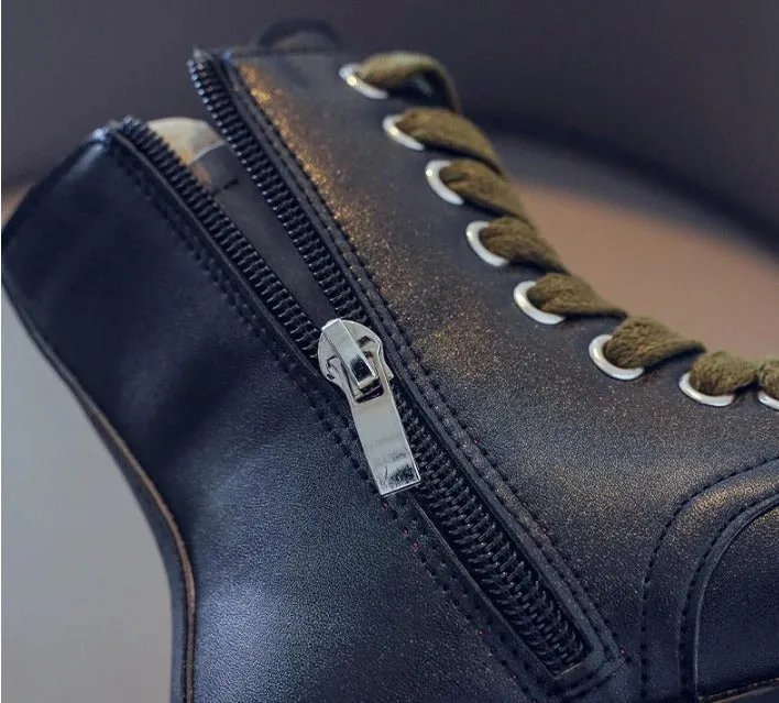 Children's British Style Non-Slip Leather Boots