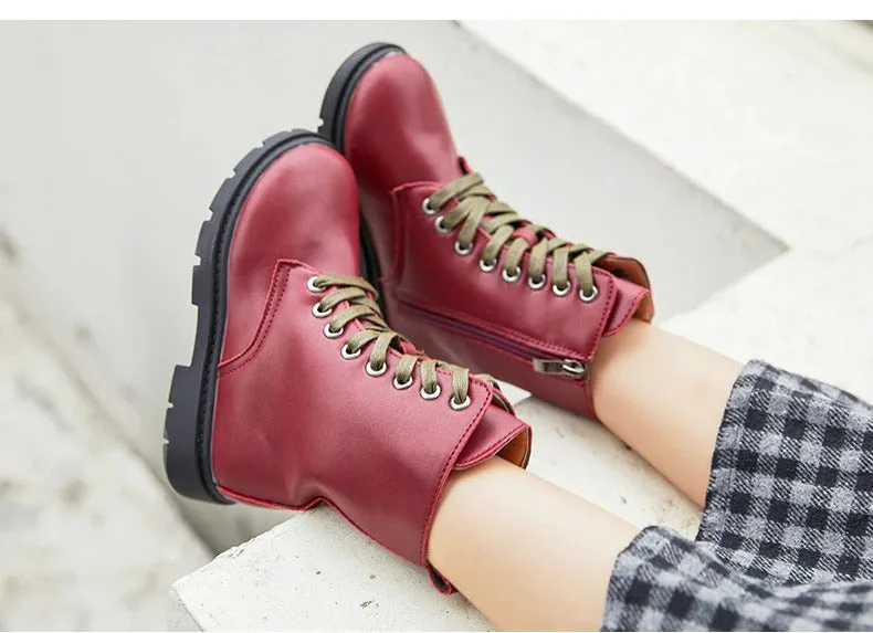 Children's British Style Non-Slip Leather Boots