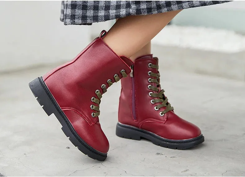 Children's British Style Non-Slip Leather Boots