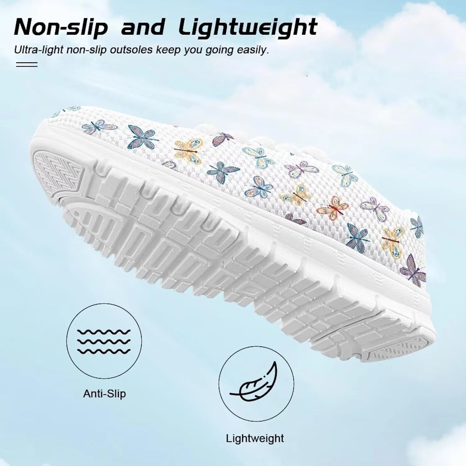 Children's Butterfly Sneaker Soft Lightweight Non-Slip Athletic Hiking Shoes for Big Kids Breathable Lace-Up Walking Sneaker for Litter Kids US 11-5
