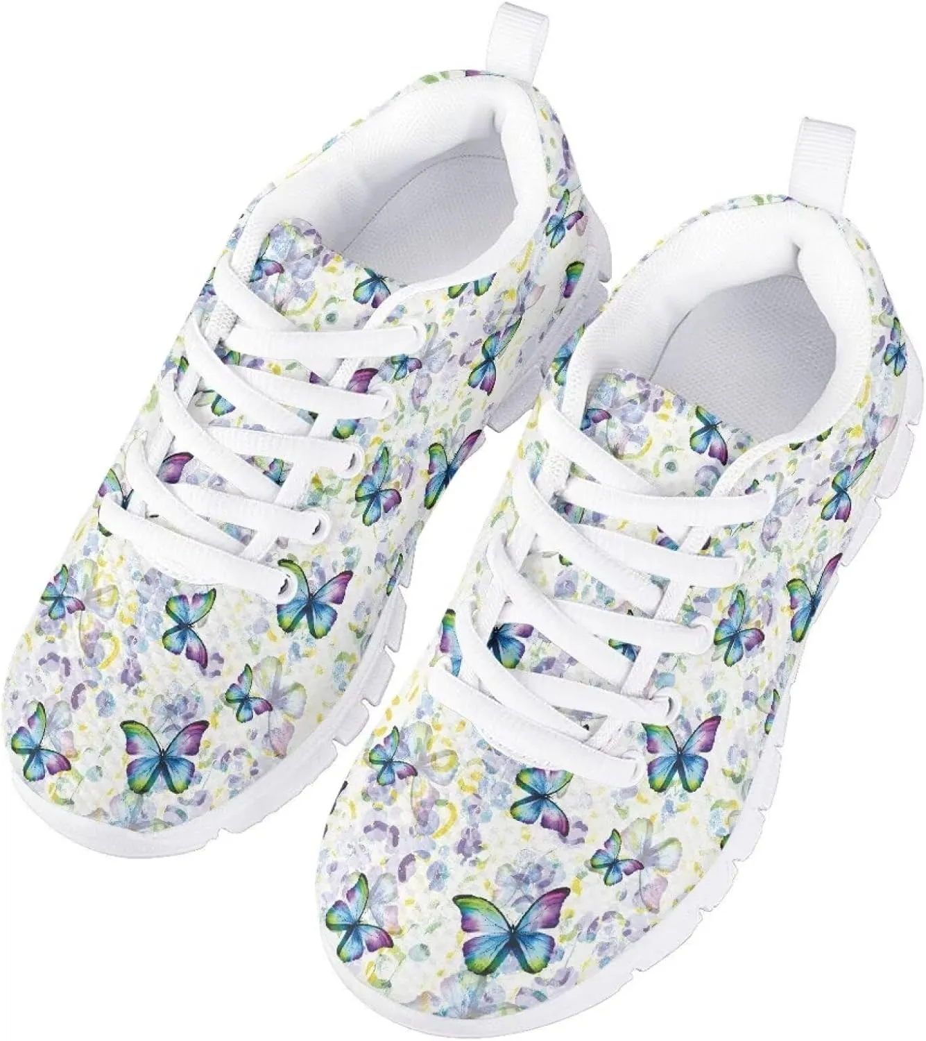 Children's Butterfly Sneaker Soft Lightweight Non-Slip Athletic Hiking Shoes for Big Kids Breathable Lace-Up Walking Sneaker for Litter Kids US 11-5