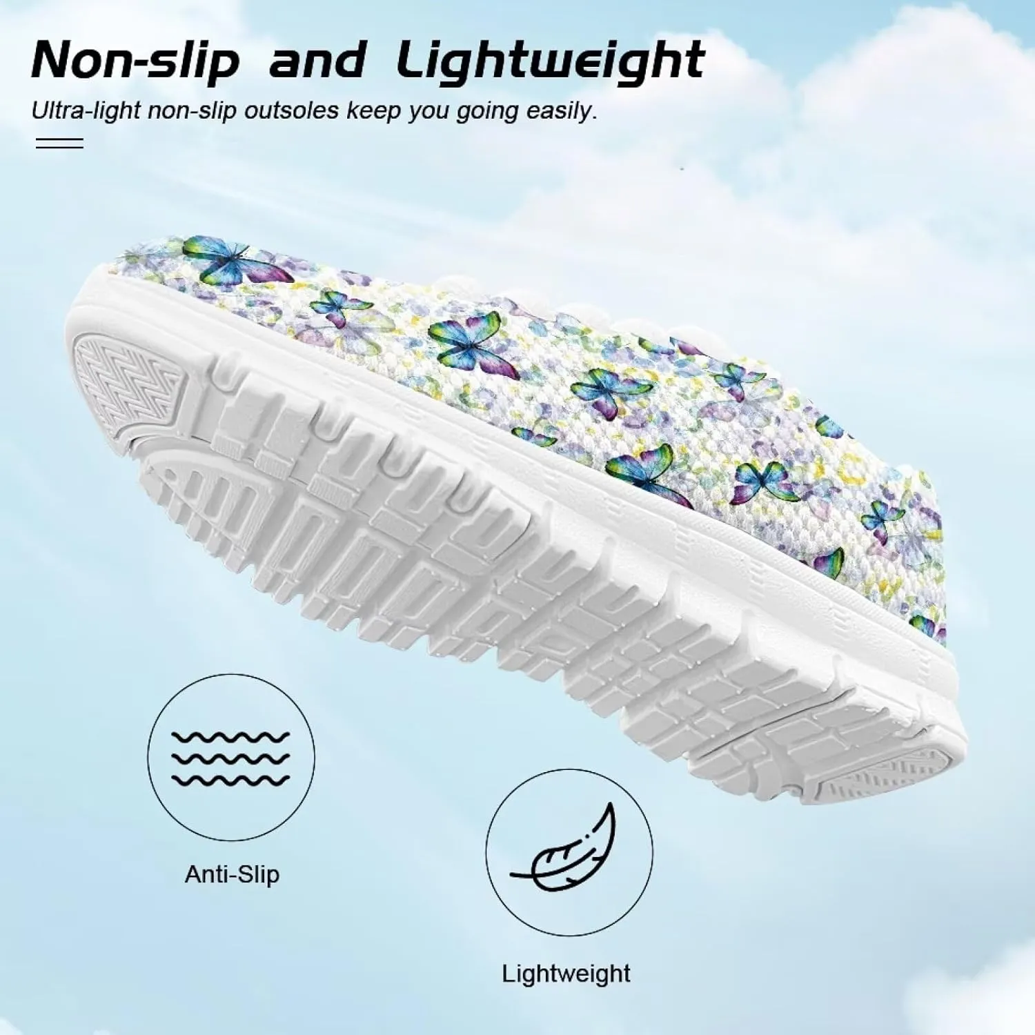 Children's Butterfly Sneaker Soft Lightweight Non-Slip Athletic Hiking Shoes for Big Kids Breathable Lace-Up Walking Sneaker for Litter Kids US 11-5