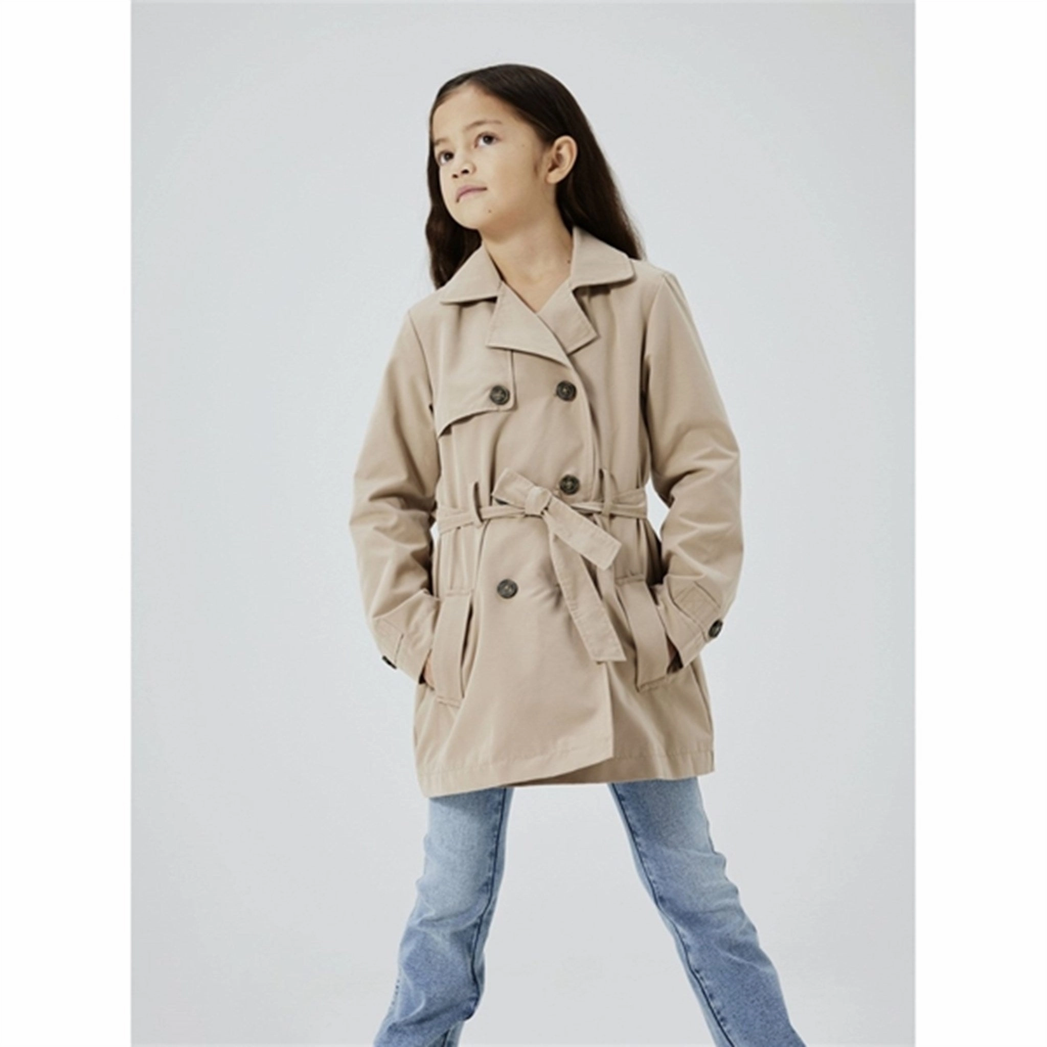 Lined Pockets Stretch Panels Name it Savannah Tan Madelin Trenchcoat