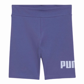 Puma Pantaloncino Ragazza 686074-46 Mirtillo Essential Logo Rubberized Grip Hem