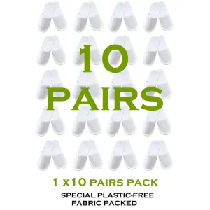 Chochili 10 Pairs Fabric Packed Non-Woven Disposable Hotel Slippers for Airbnb Spa Wedding Guests Adult Men Women Size 10-11, White