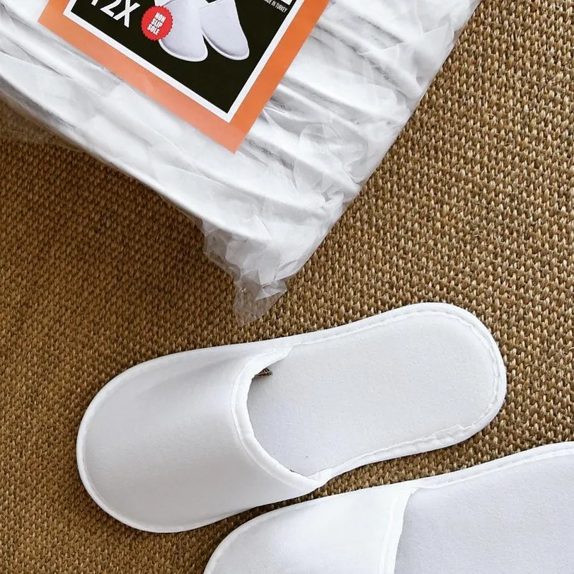 Chochili 4080 Pairs Fabric Packed Non-Woven Disposable Hotel Slippers for Airbnb Spa Wedding Guests Adult Men Women Size 10-11, White