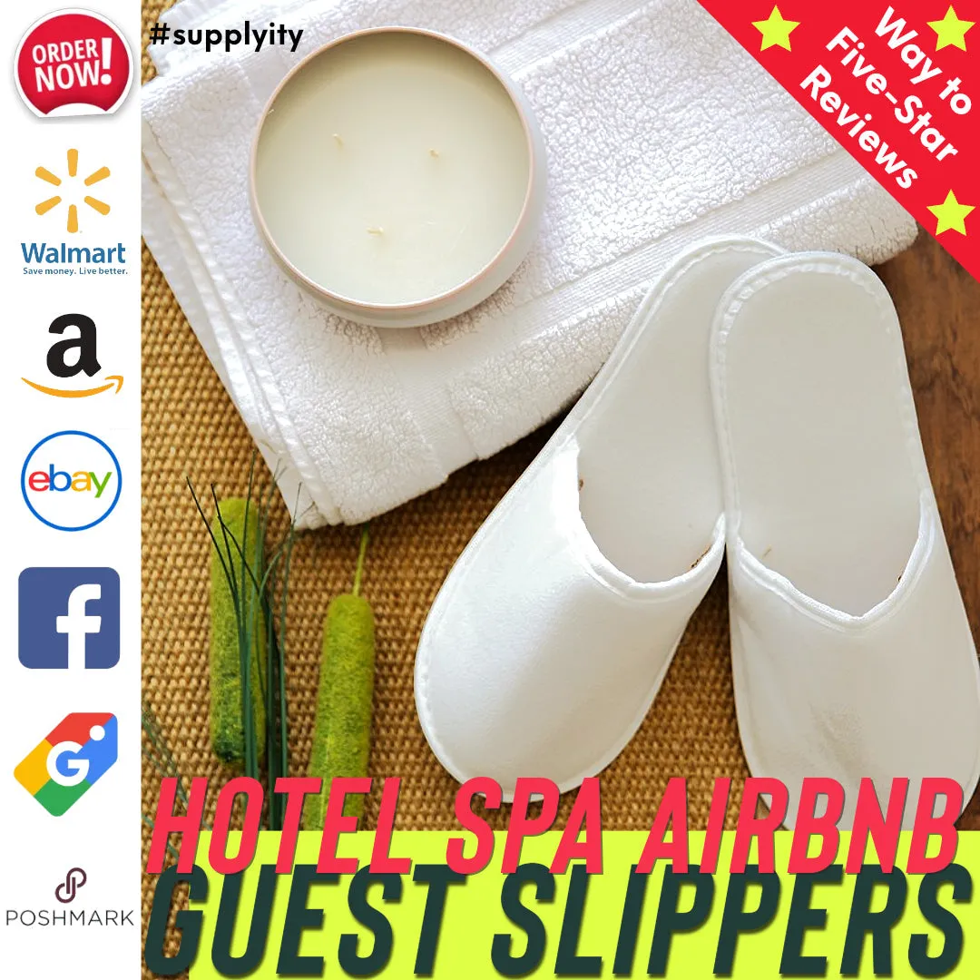 Chochili 4080 Pairs Fabric Packed Non-Woven Disposable Hotel Slippers for Airbnb Spa Wedding Guests Adult Men Women Size 10-11, White