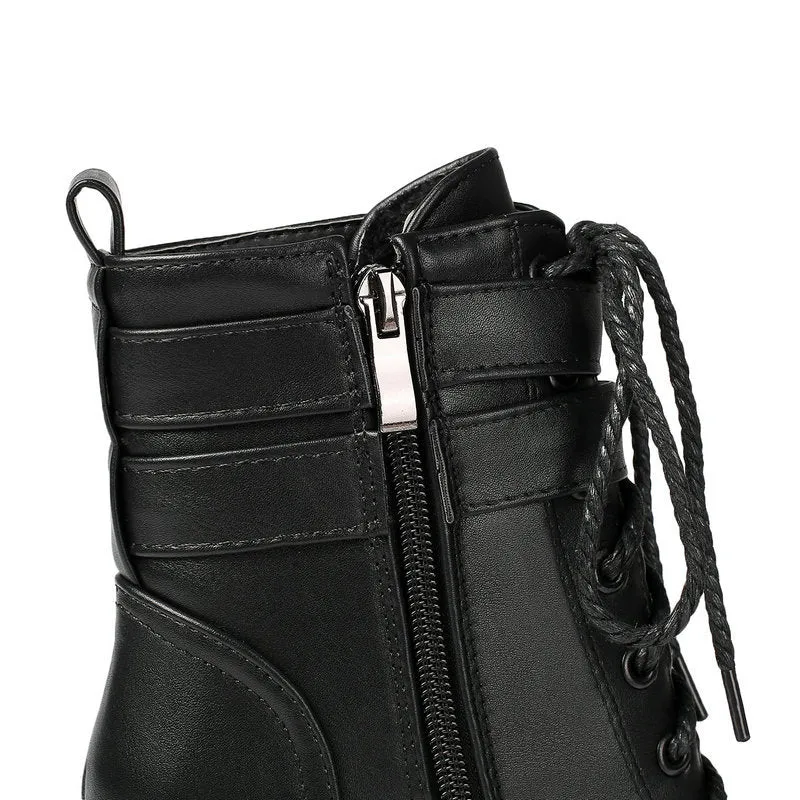 Chunky heels platform combat boots