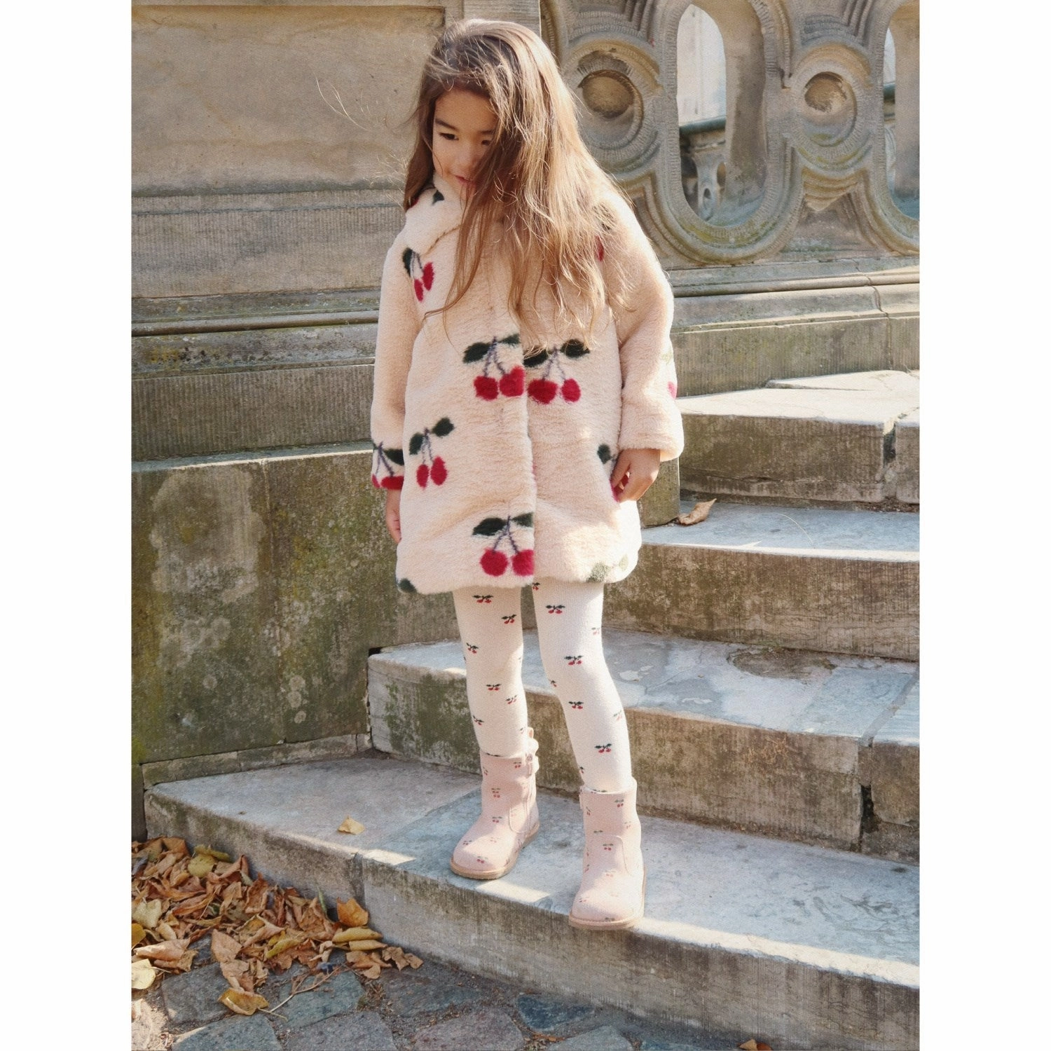 Konges Sl?jd Ma Grande Cerise Fuzzie Coat Grs Wrinkle Free Exterior Noise Free Fabric