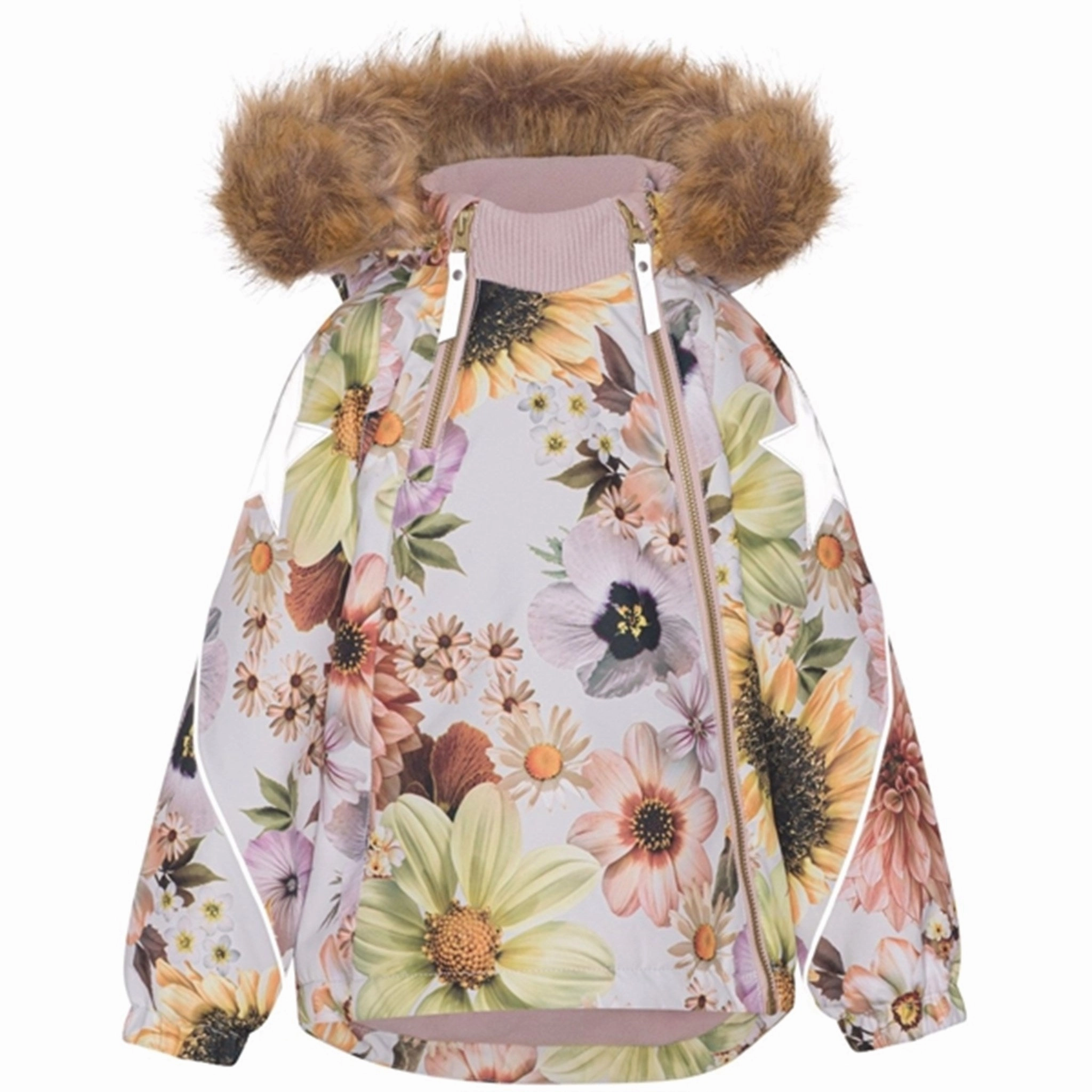 Molo Retro Flowers Hopla Fur Jacket Adjustable drawstring Adjustable Waistband