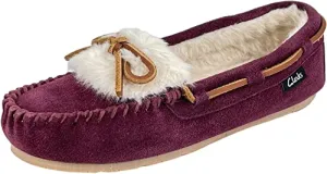 Clarks Adalyn Burgundy Mocassin Vamp Comfort Rounded Toe Scuff Fashion Slippers