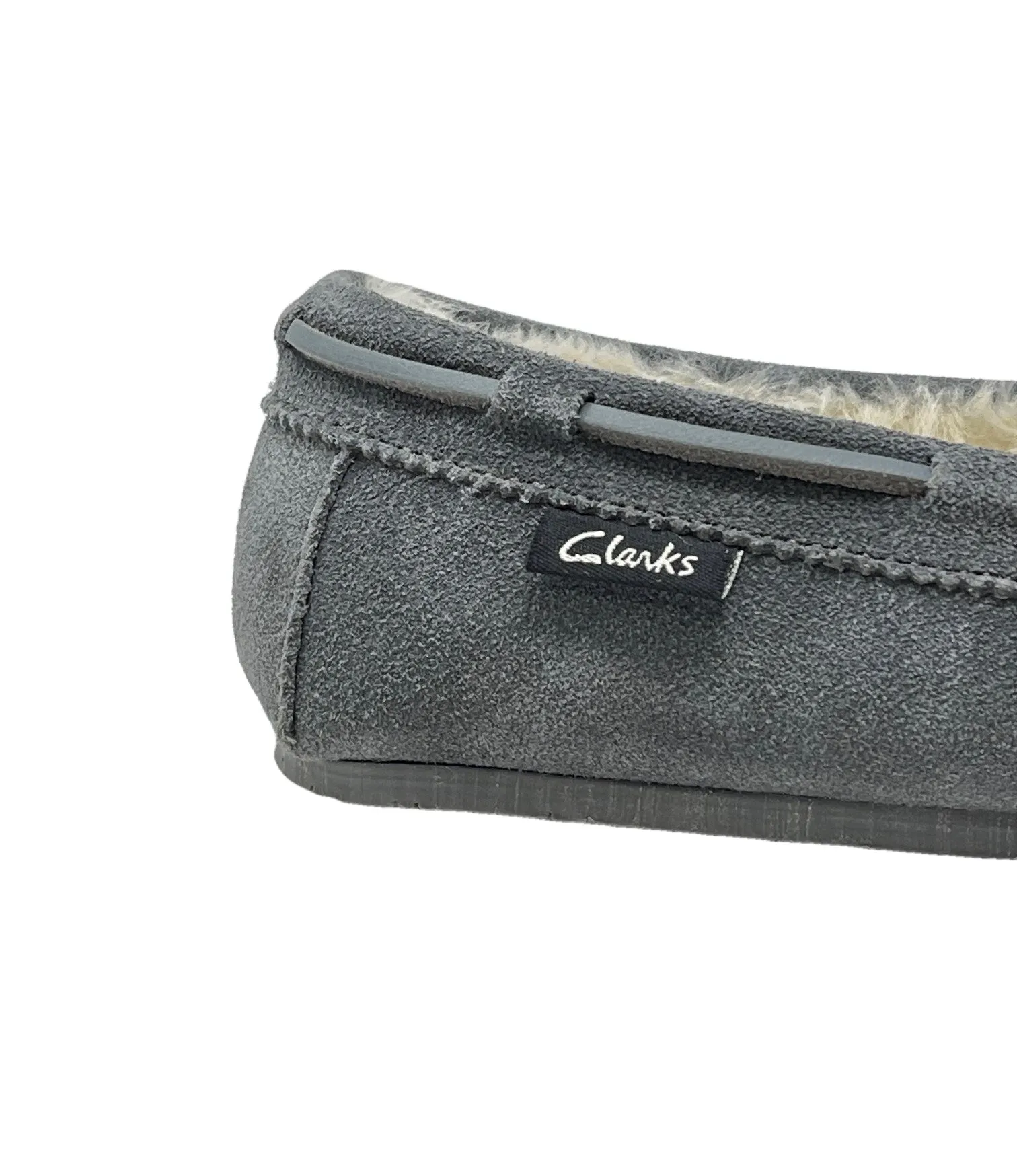 CLARKS Holly Indoor Outdoor Faux Fur Slippers Grey Crme (8, Grey Creme)