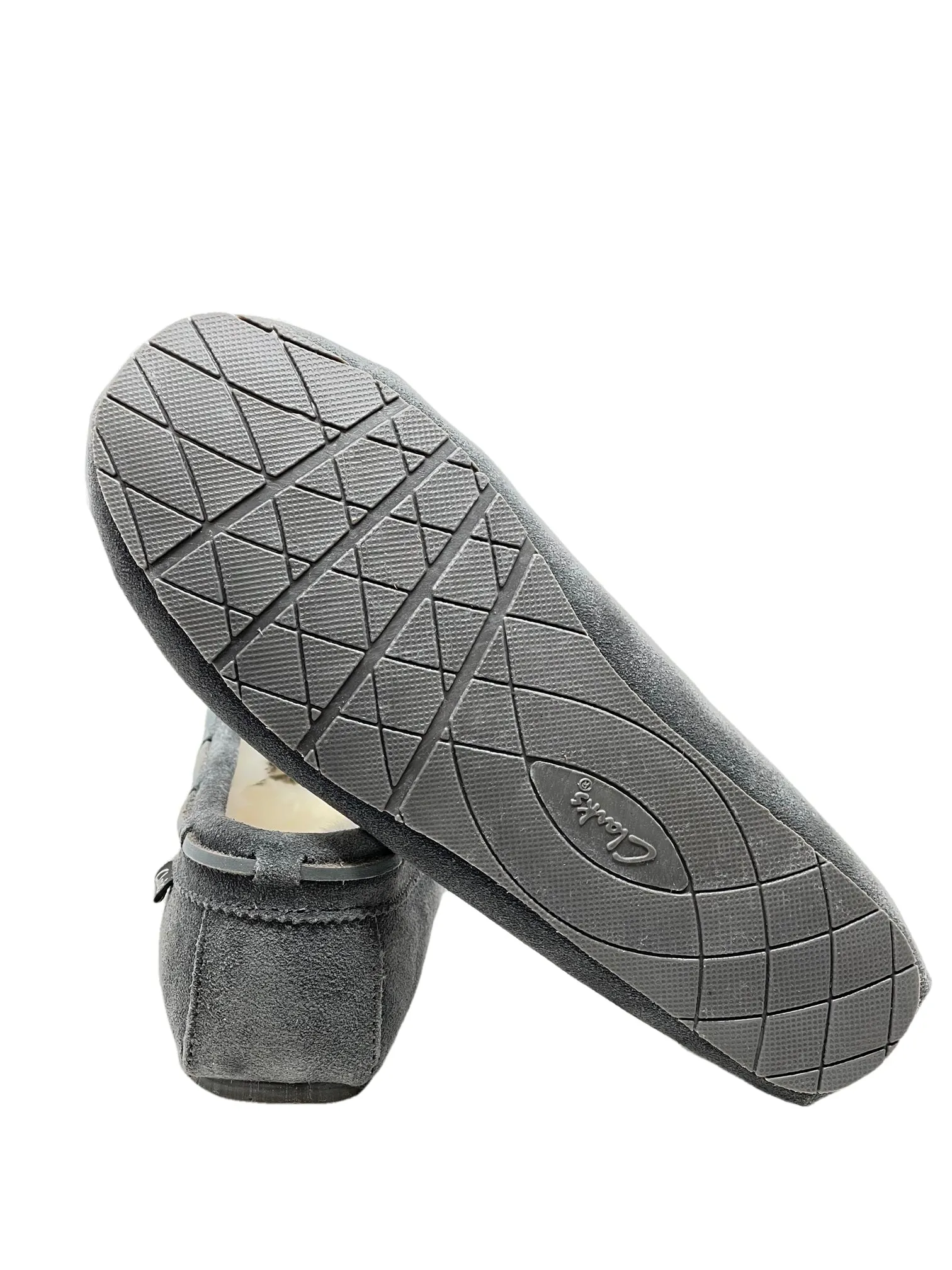 CLARKS Holly Indoor Outdoor Faux Fur Slippers Grey Crme (8, Grey Creme)