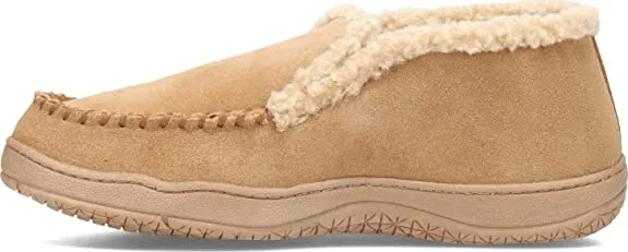 Clarks Men's Suede Leather Sherpa Lined Ankle Bootie Slippers - Indoor/Outdoor Slip-Ons - Comfy & Durable Ankle Boots with Plush Lining Padded Insole & Gripped Rubber Outsoles