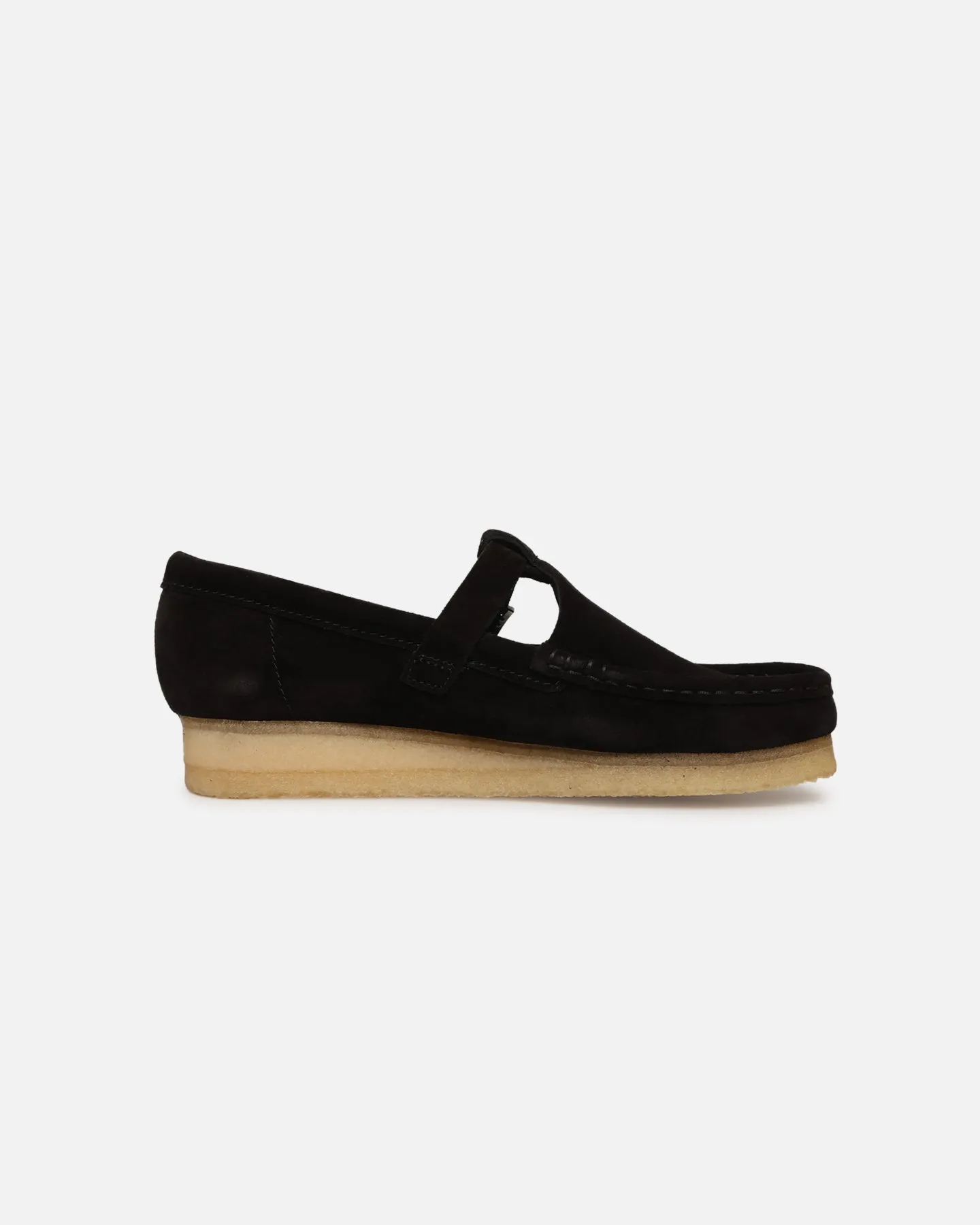 Energy Guidance System Rolling Stability Clarks Originals Women's Wallabee T-Bar Black Suede