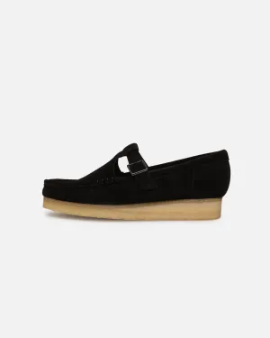 active foot apparel Moldable Heel Cup Clarks Originals Women's Wallabee T-Bar Black Suede