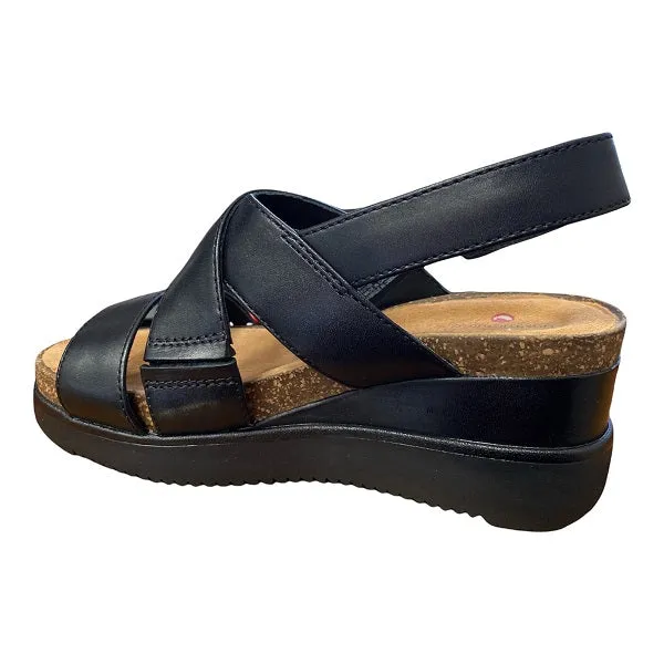 Clarks Sandalo da donna Lizby Cross 152108 nero Low Heel Casual Footwear for Men
