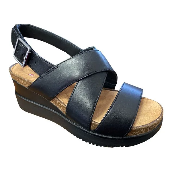 Clarks Sandalo da donna Lizby Cross 152108 nero Dynamic Arch Contouring Comfort Padding
