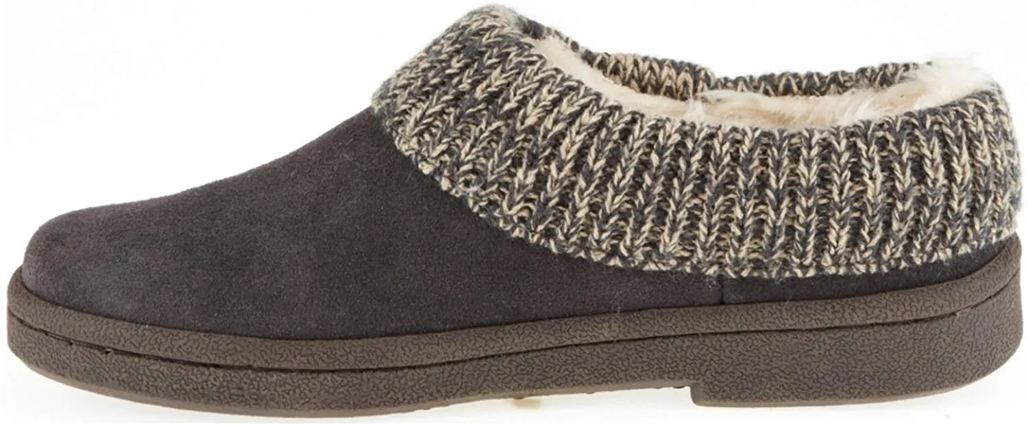Clarks Women's Knit Scuff Leather Slipper Mules Sweater Cuff Clog (9, Grey)