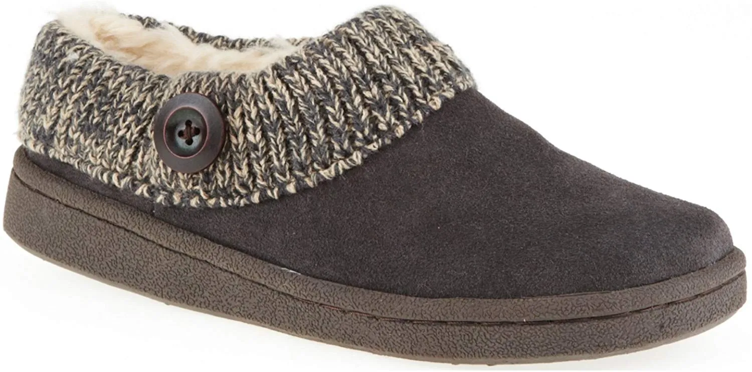Clarks Women's Knit Scuff Leather Slipper Mules Sweater Cuff Clog (9, Grey)