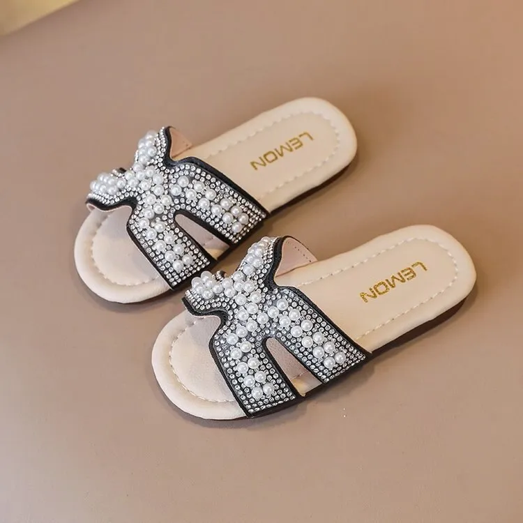 Classic Baby/Kids Girls Pearls Beading Summer Slippers
