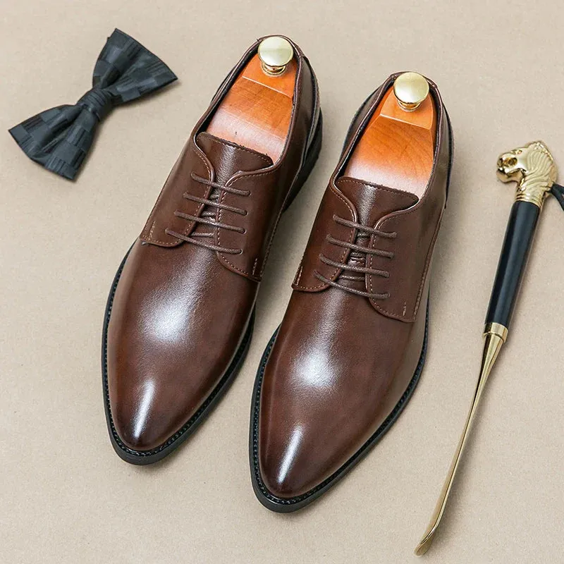 Classic Men's Pointed Toe Leather Shoes Banquet Wedding Shoes Men's Business Career Casual Shoes Gentleman Men's Formal Shoes