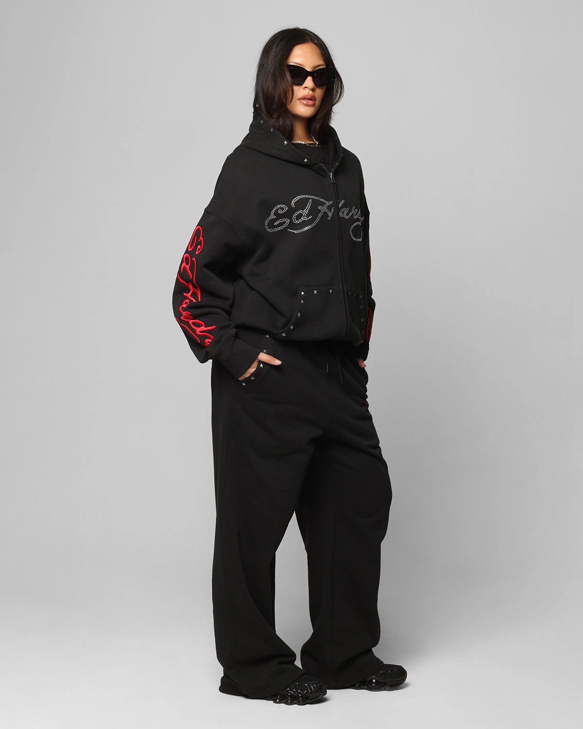 Ed Hardy Ed Hardy Track Pants Black Reflective details