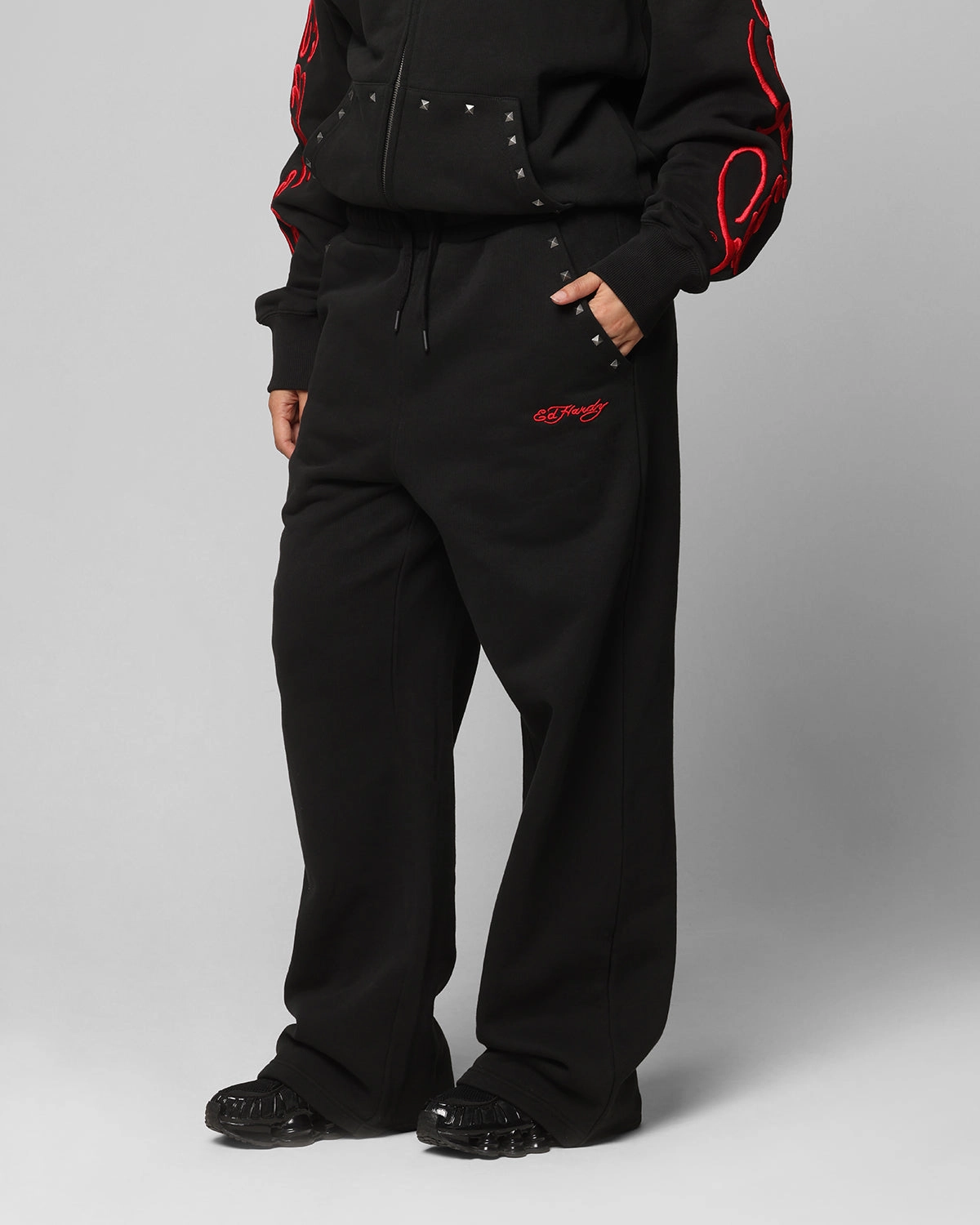 Ed Hardy Ed Hardy Track Pants Black Ventilated Mesh Lining