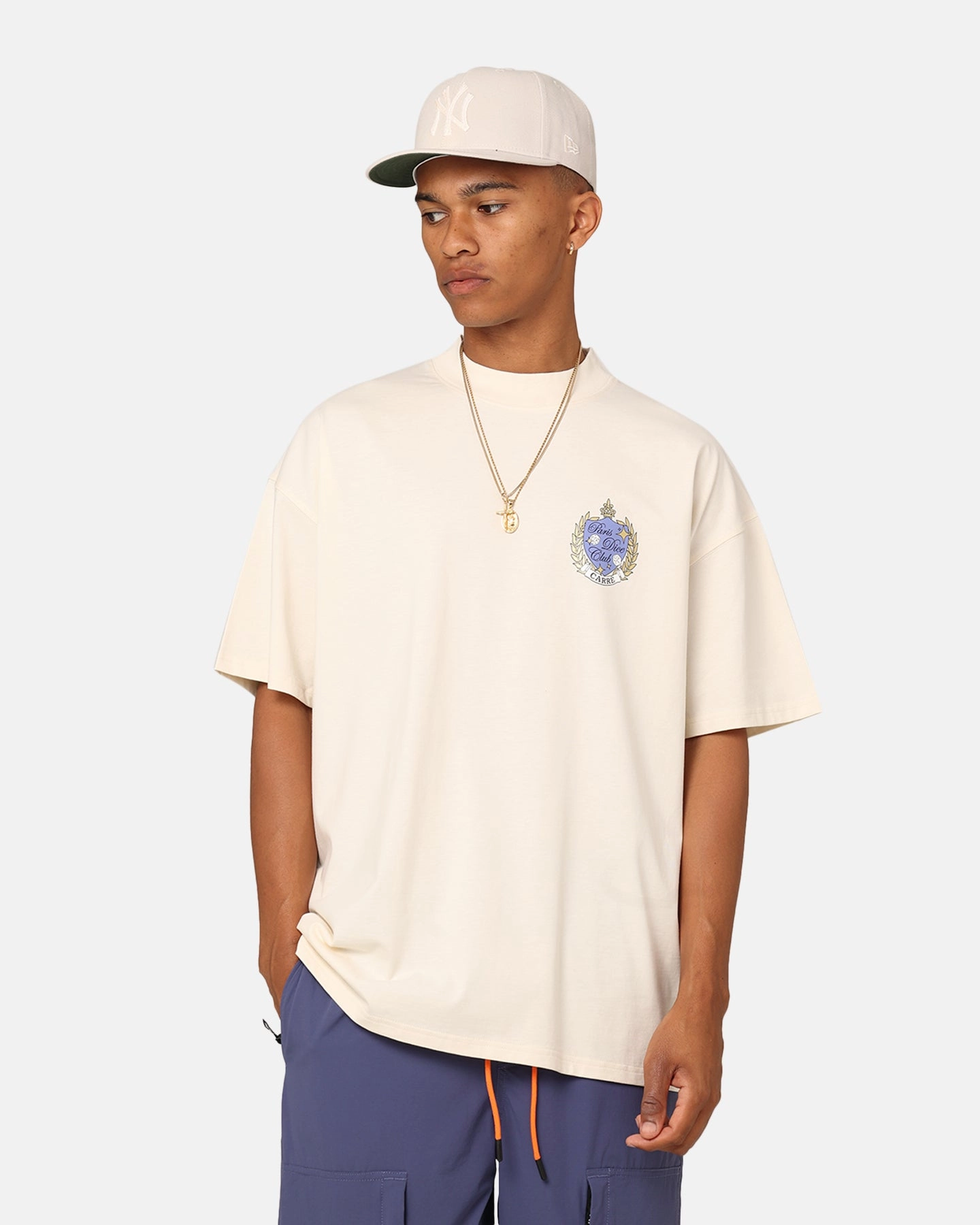 Simple Comfort Wear Carre Dice Club Oversized T-Shirt Stone
