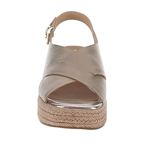 Chic Durable Comfortable Travel Shoes Stonefly sandalo in pelle laminata con zeppa da donna Ivory 4 220943-I89 tortora