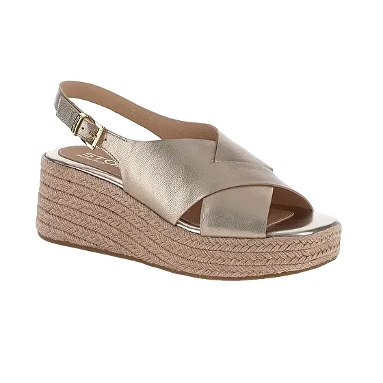 Stonefly sandalo in pelle laminata con zeppa da donna Ivory 4 220943-I89 tortora Natural foot movement