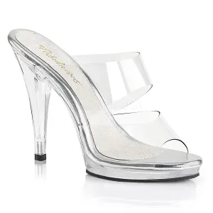 Clear Double Strap Slipper with 4.5-inch Heels FLAIR-402
