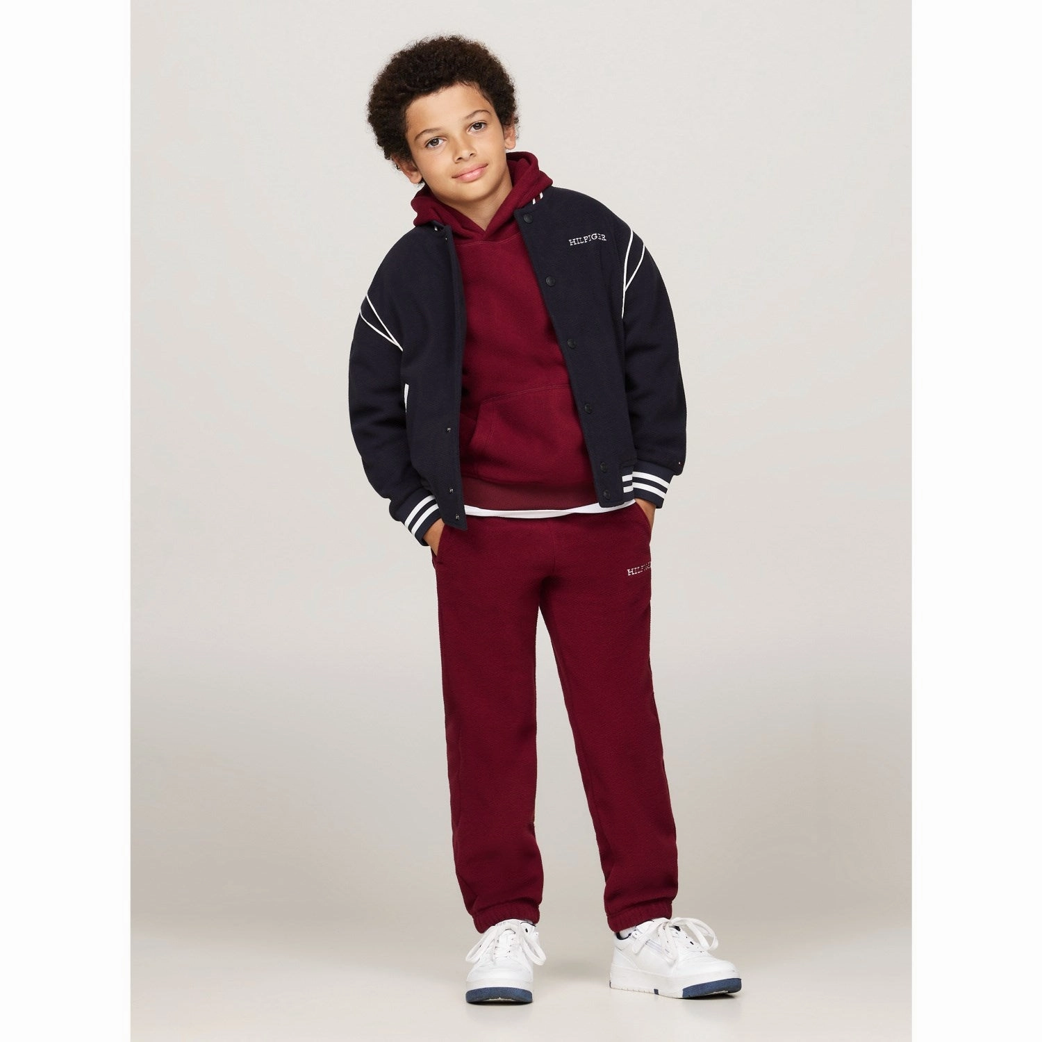 Reinforced Elbow Padding Insulated Warmth Tommy Hilfiger Desert Sky Polar Fleece Bomber Jacket