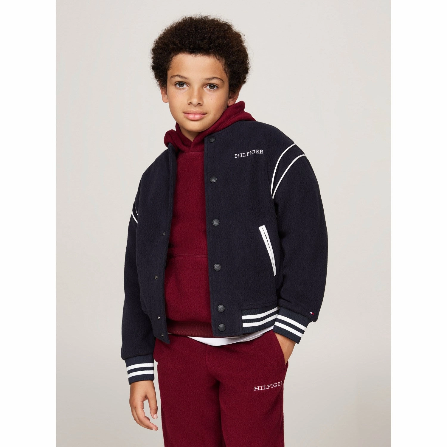 Tommy Hilfiger Desert Sky Polar Fleece Bomber Jacket Anti Slip Cuffs